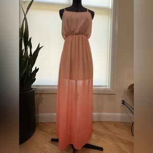 Forever 21 Coral ombré Sheer Maxi Dress